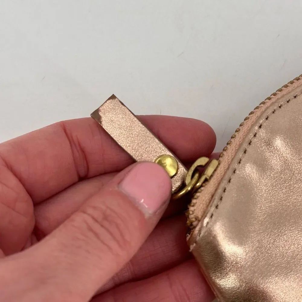 Lodis Rose Gold Metallic Leather Clutch Wristlet‎ Cosmetic Makeup Bag Toiletries